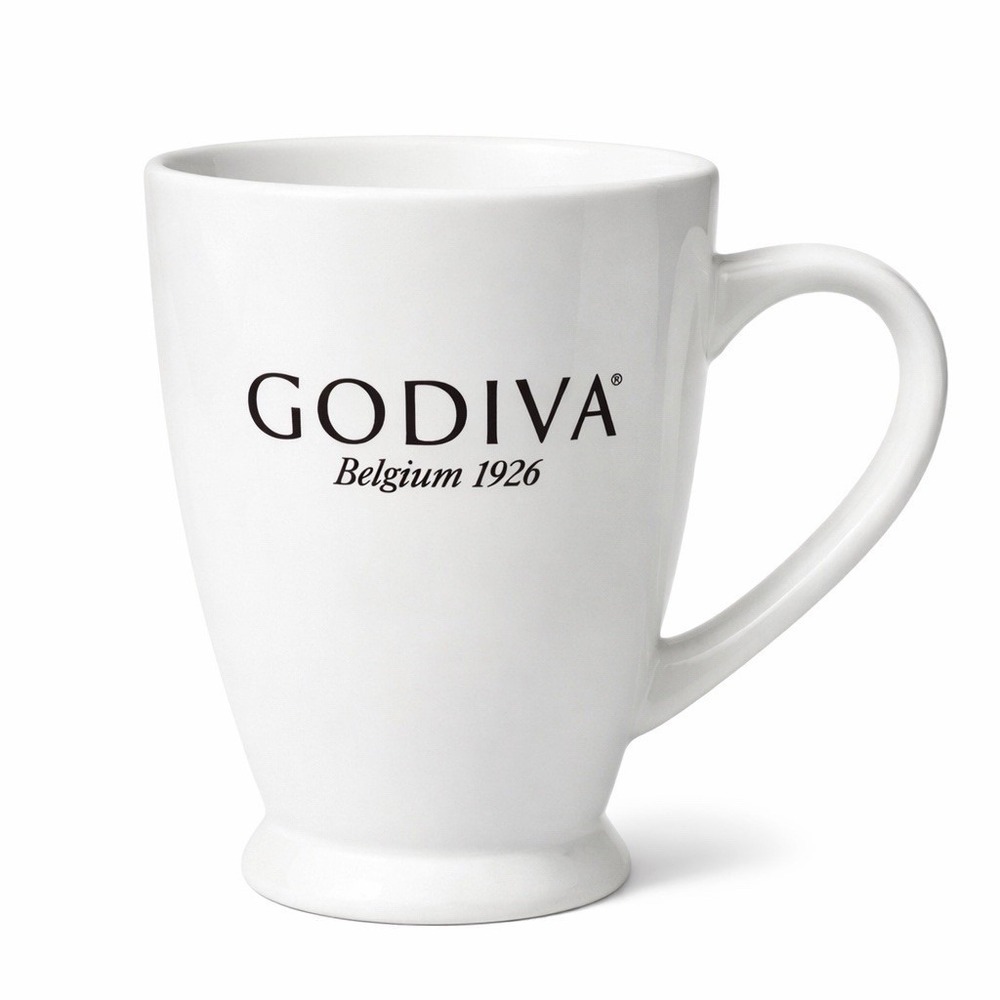 Godiva Belgium 1926 White Cafe Style Coffee Mug Cup Chocolate Brand Luxury
